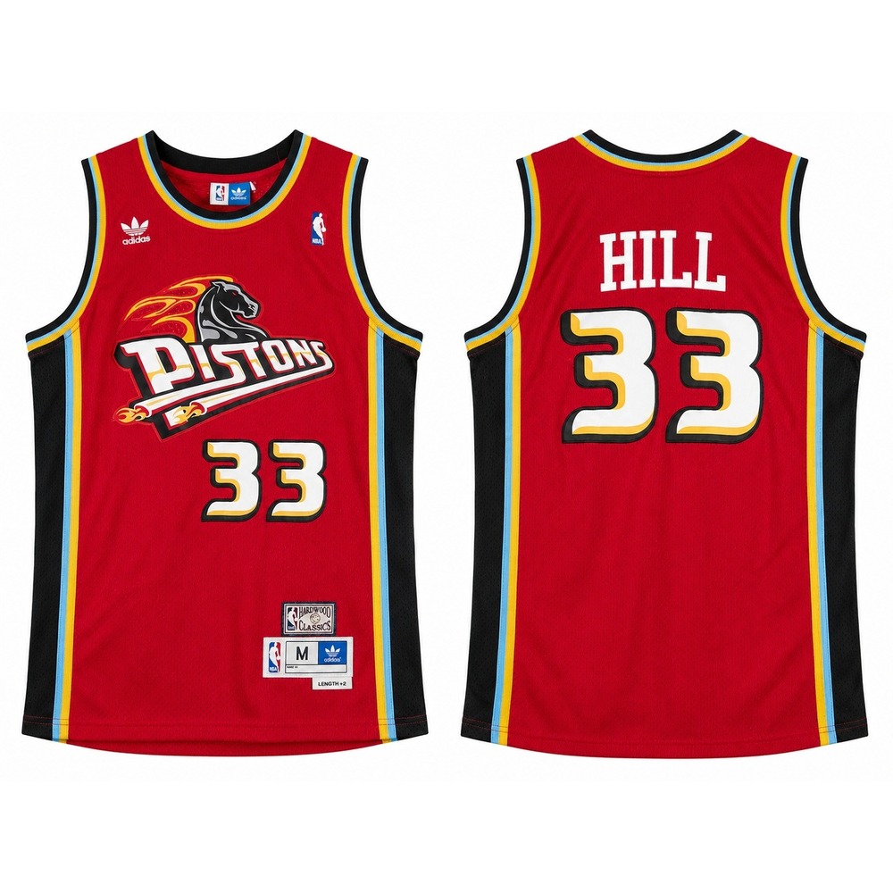 Adidas NBA Hardwood Classics Detroit Pistons Grant Hill 33 Red Jersey Mens M